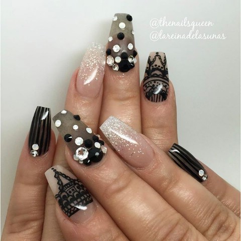 Monochromatic lacey nails