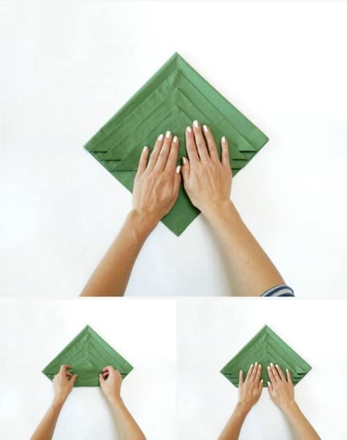 Amazing Folding Technique Turns Your Napkins into Christmas Trees {Steps}