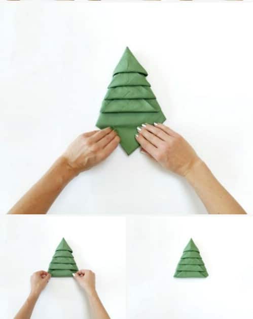 Amazing Folding Technique Turns Your Napkins into Christmas Trees {Steps}