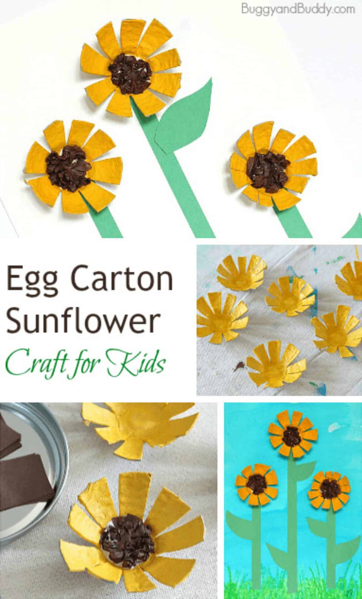 Egg carton Sunflower Project for Kids