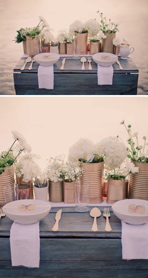 These Tin Can Centerpieces Will Spruce Up Your Wedding Table