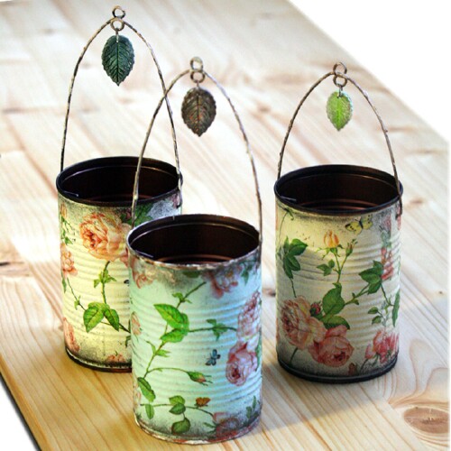 Hanging Decorative Tin Cans for Plants and More