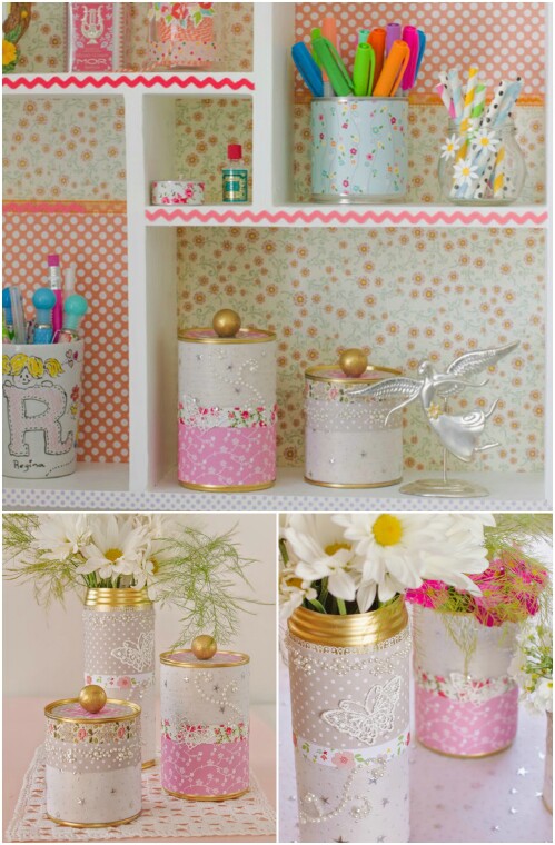 Beautiful Upcycled Tin Cans with Lids