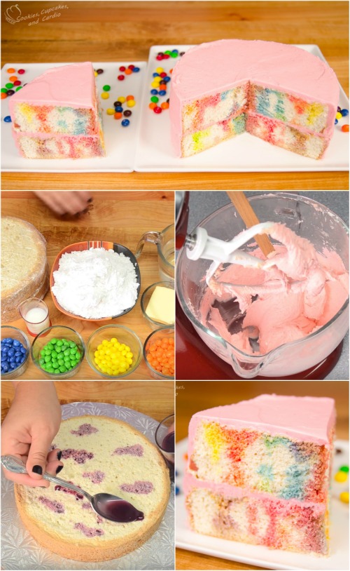 How to Make Buttercream Cake with Delicious and Colorful Skittle Syrup. {Yummy recipe}