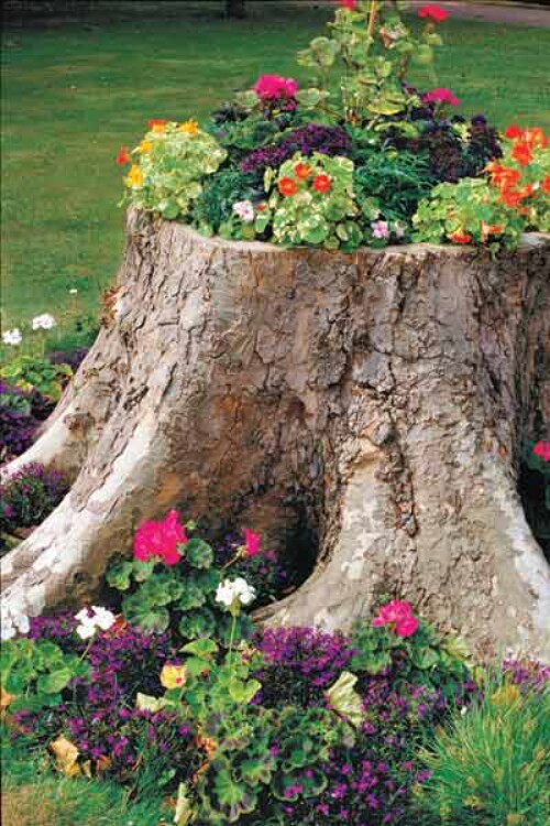 Pixie Fairy House Tree Stump Butterfly Flower Planter Pot Garden Ornament Decor 