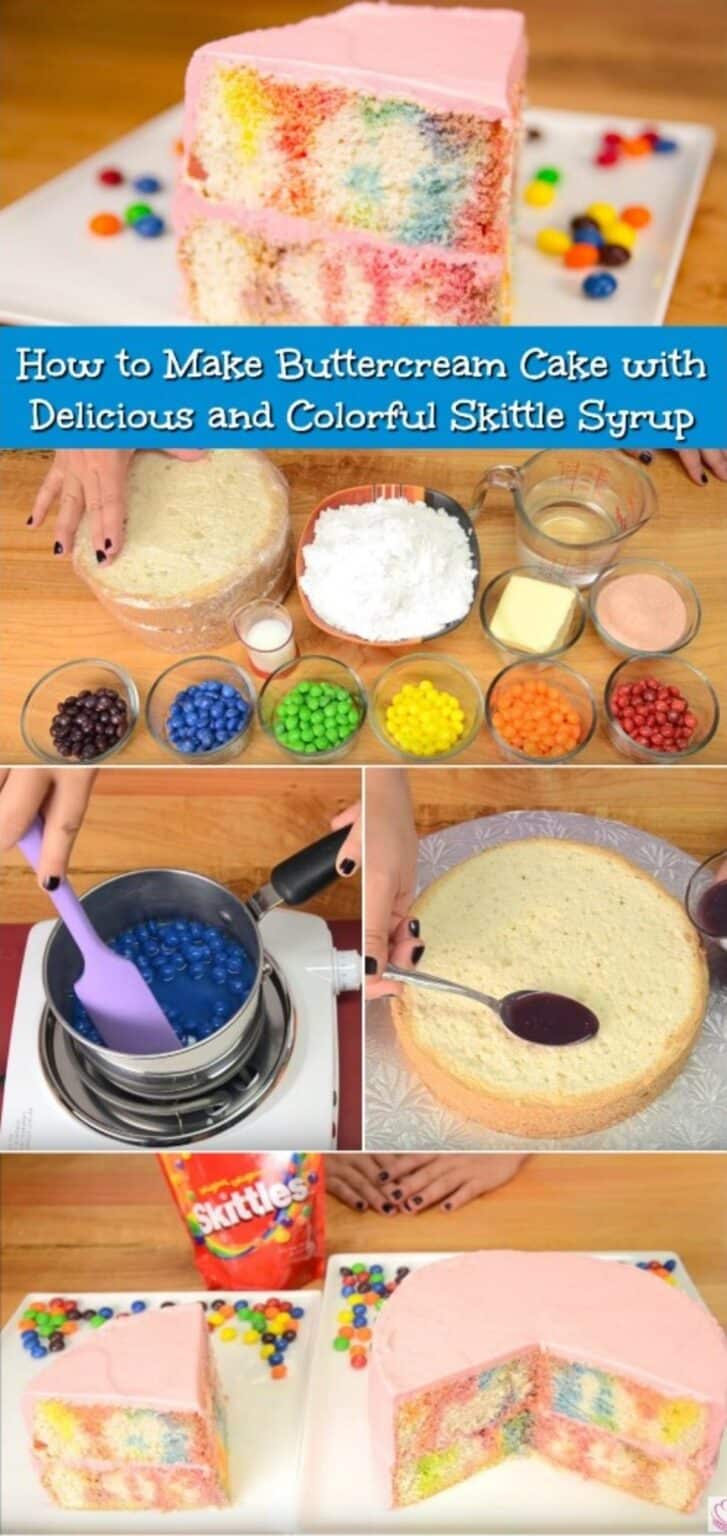 Learn How to Make Buttercream Cake with Delicious and Colorful Skittle ...