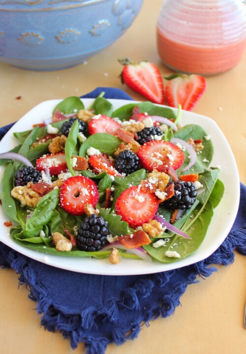 Berry Spinach Salad with Strawberry Lime Vinaigrette
