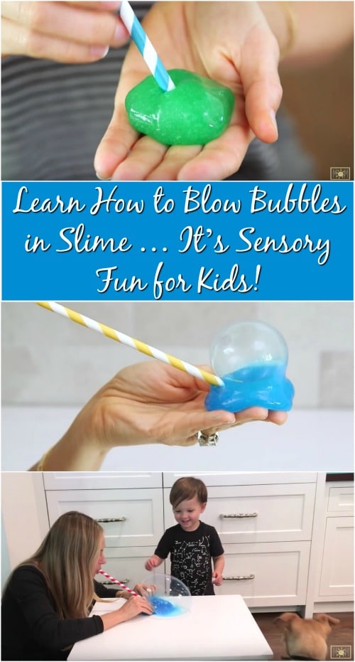 Homemade Slime Recipe + Learn How to Blow Bubbles in Slime … It’s Sensory Fun for Kids!