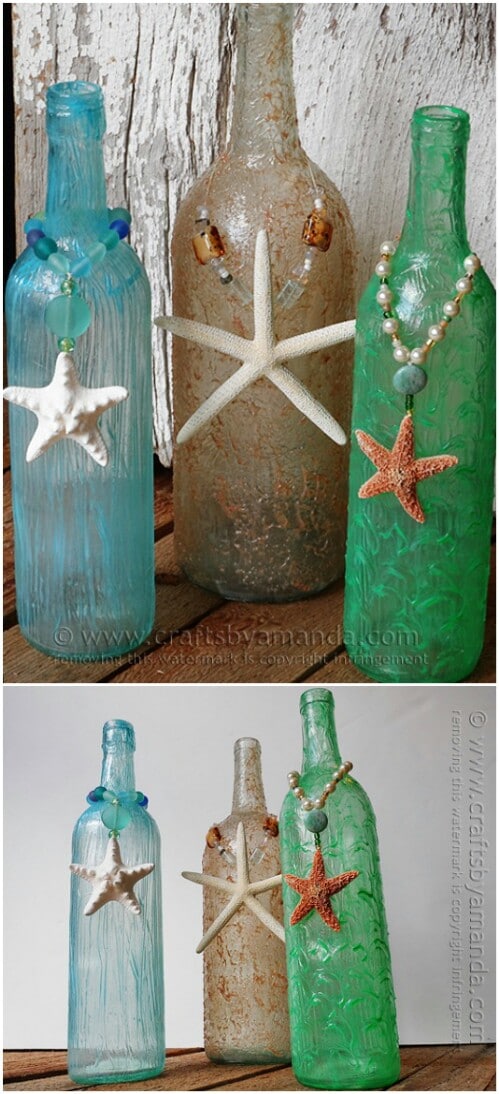 Textured Beachy Wine Bottles