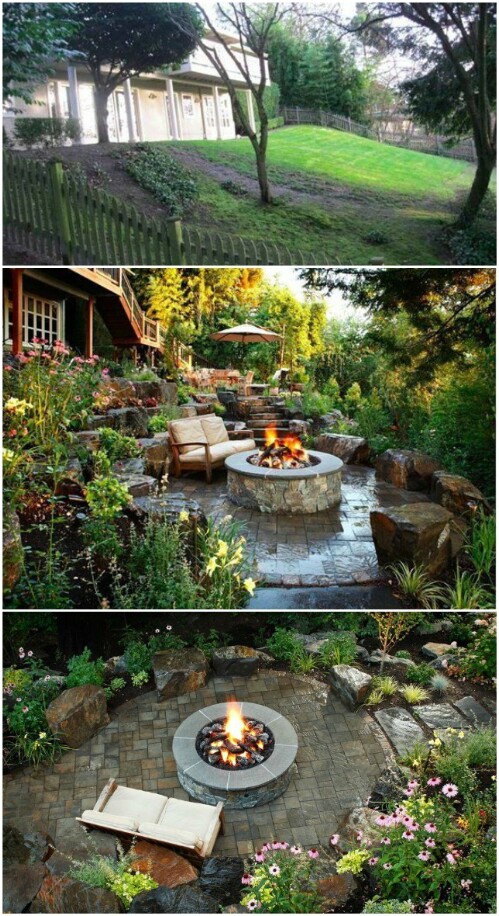 Amazing Backyard Patio with Fire Pit and Lush Garden