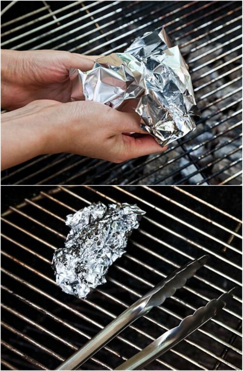 5. Clean your grill with a ball of aluminum.