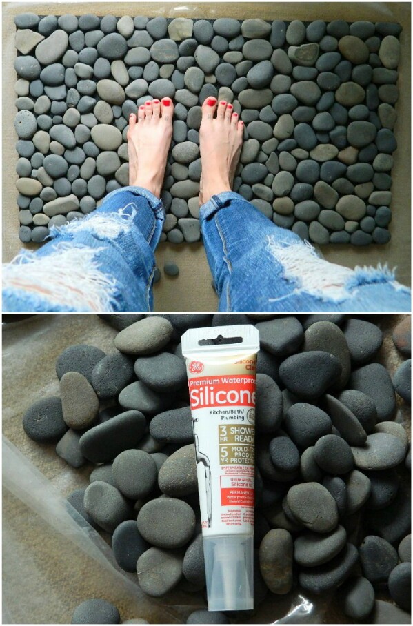 Bring beach rocks home and glue them together to create some