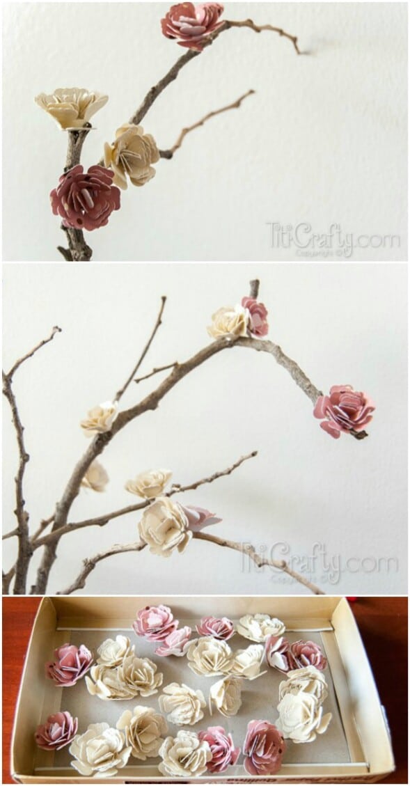 Paper Flowers Blossom Branches