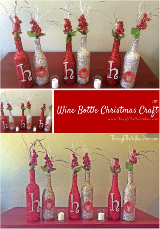 20 Festively Easy Wine Bottle Crafts For Holiday Home Decorating - DIY ...