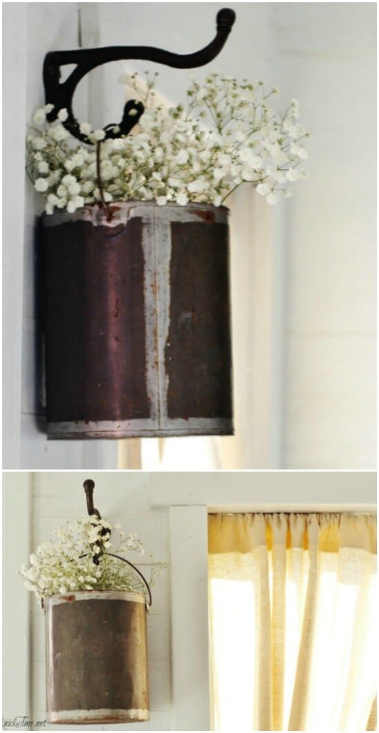 Hanging Paint Can Flower Holder