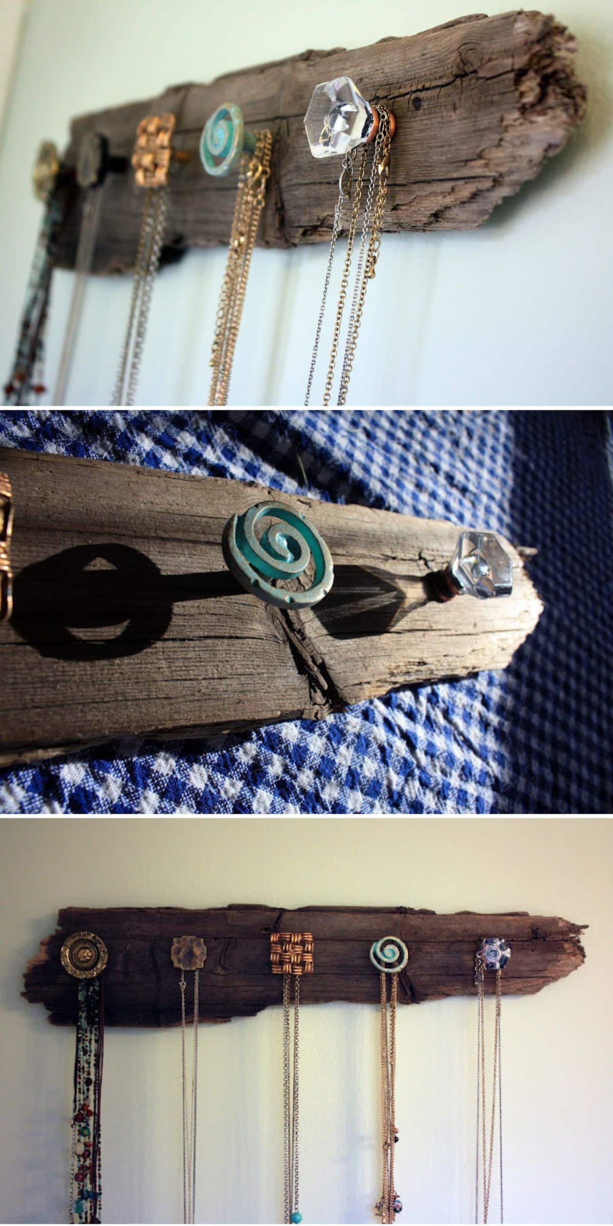 Wooden Necklace Holder collage.