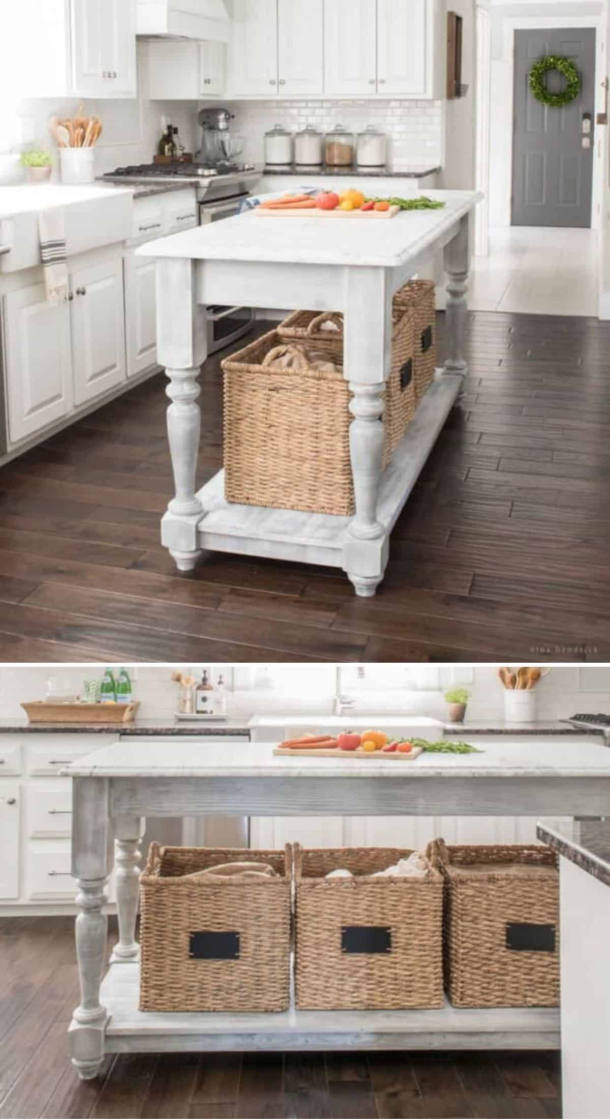 DIY Country Kitchen Island collage.