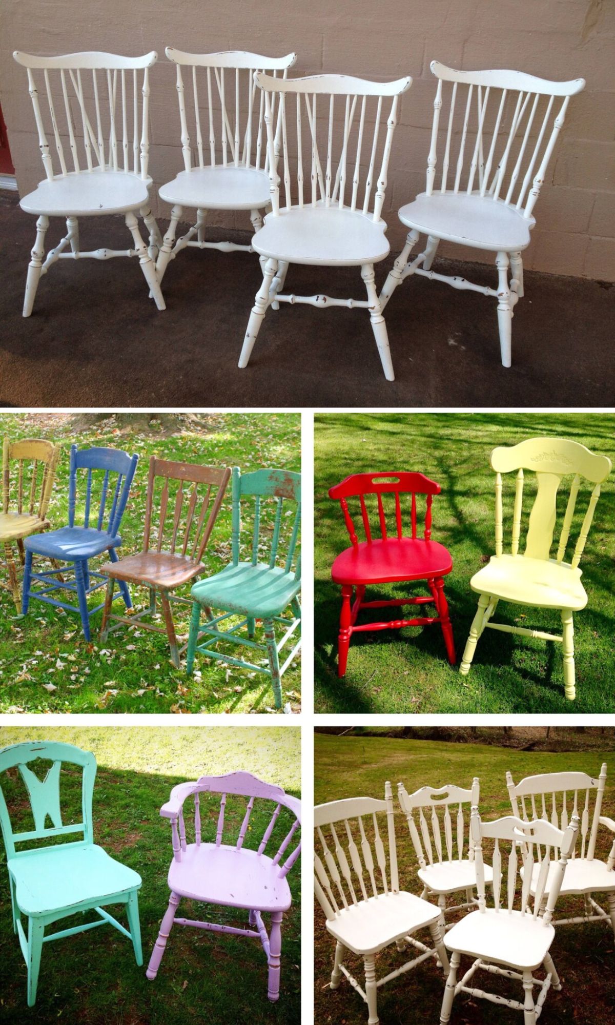 Farmhouse Distressed Chairs collage.