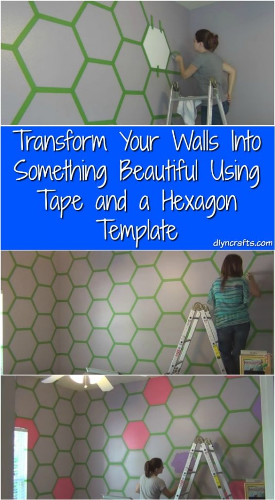 Transform Your Walls Into Something Beautiful Using Tape and a Hexagon Template