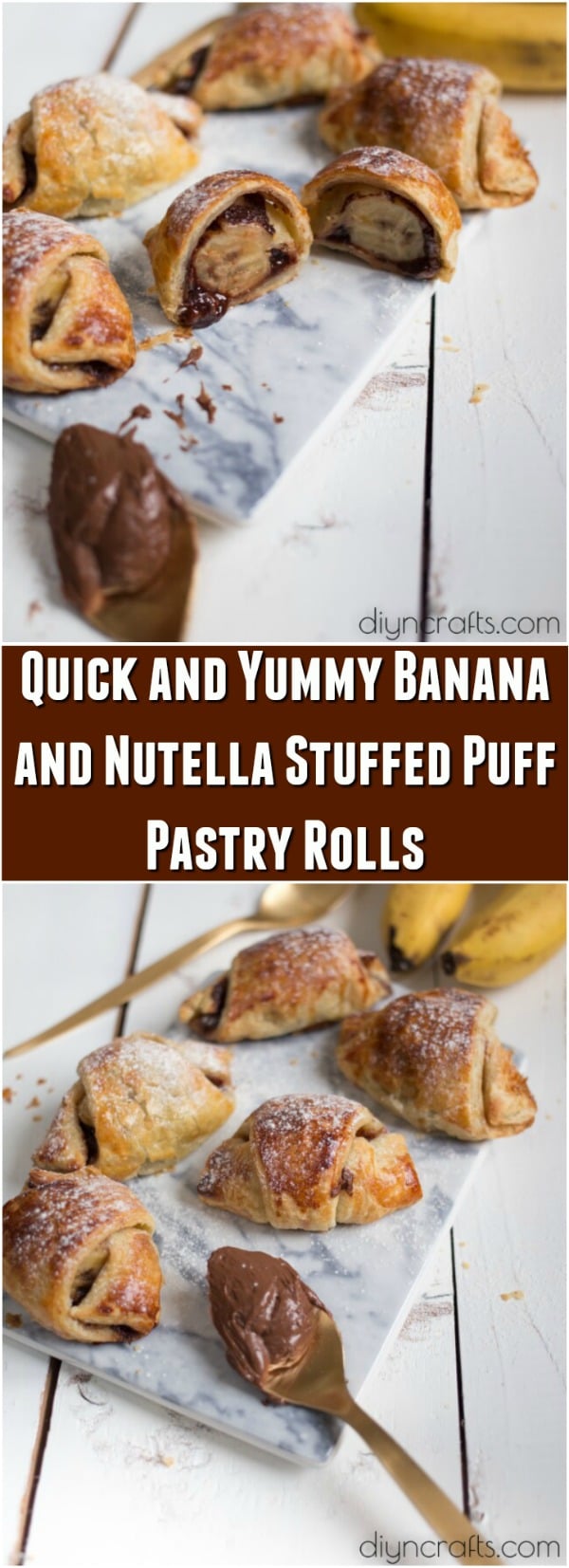 Quick and Yummy Banana and Nutella Stuffed Puff Pastry Rolls