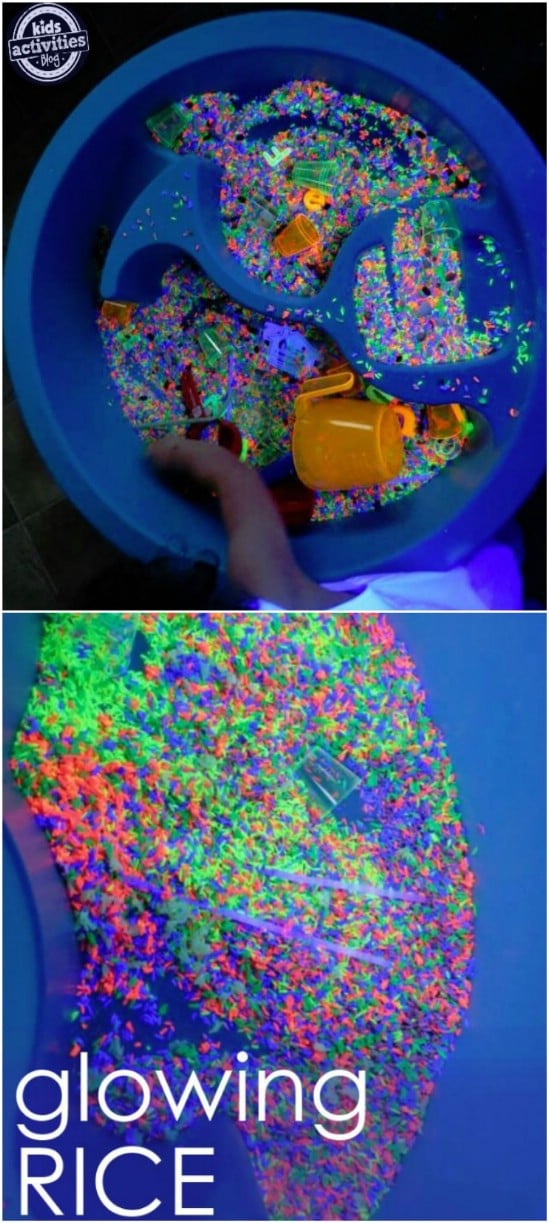Glow In The Dark Rice - 25 Amazingly Fun Glow In The Dark DIY Projects For Kids