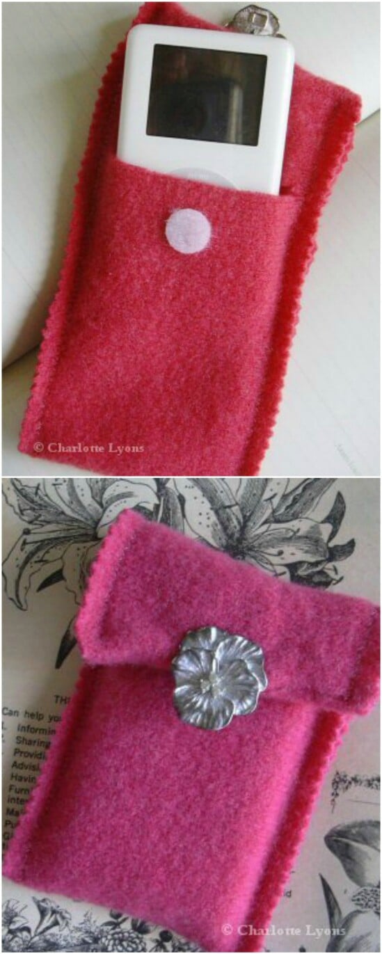 Cozy iPod/Smartphone case - 50 Amazingly Creative Upcycling Projects For Old Sweaters