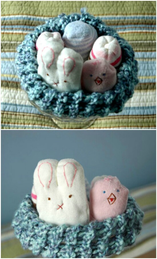 Baby Sock Bunnies And Chicks - 20 Adorably Creative Upcycling Projects To Repurpose Old Baby Clothes