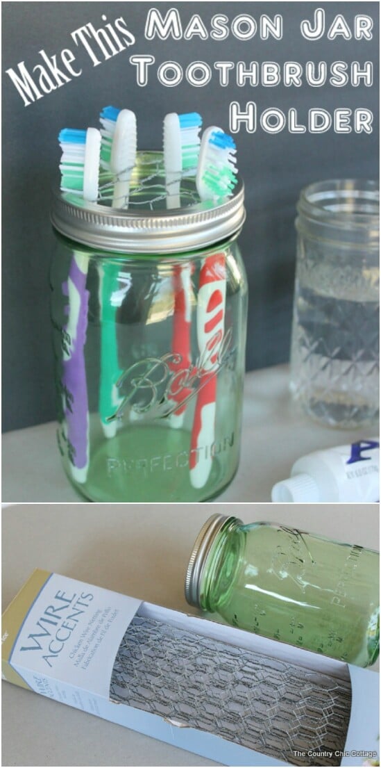 Sectioned Toothbrush Holder - 30 Mind Blowing DIY Mason Jar Organizers You’ll Want To Make Right Away