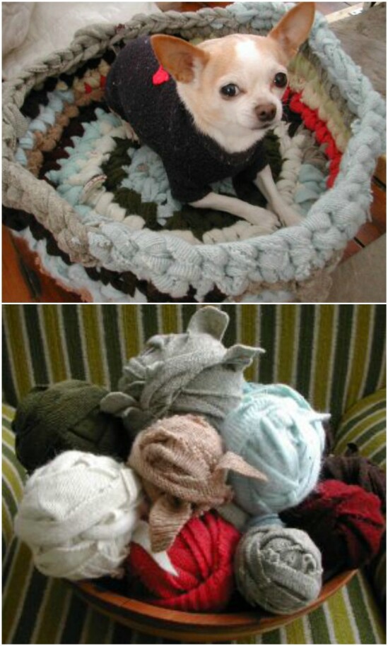 Sweater Pet Bed - 50 Amazingly Creative Upcycling Projects For Old Sweaters