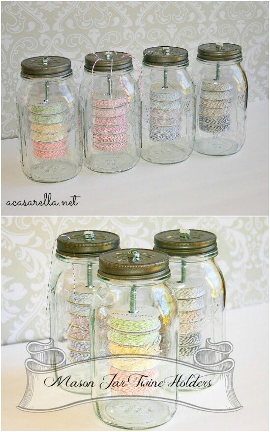 Crafty Morning - MASON JAR HANGING STORAGE - this is such a great idea!!  spotted on pinterest