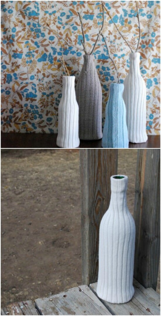 Recycled Sweater Vase - 50 Amazingly Creative Upcycling Projects For Old Sweaters