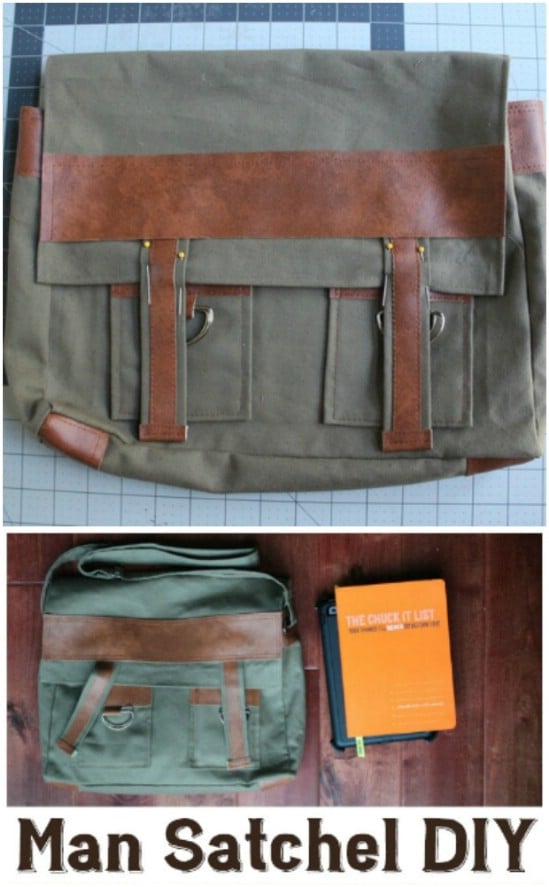 Leather And Canvas Satchel
