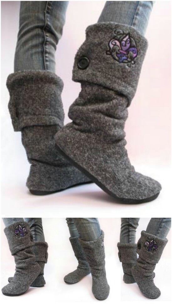 Sweater Boots - 50 Amazingly Creative Upcycling Projects For Old Sweaters