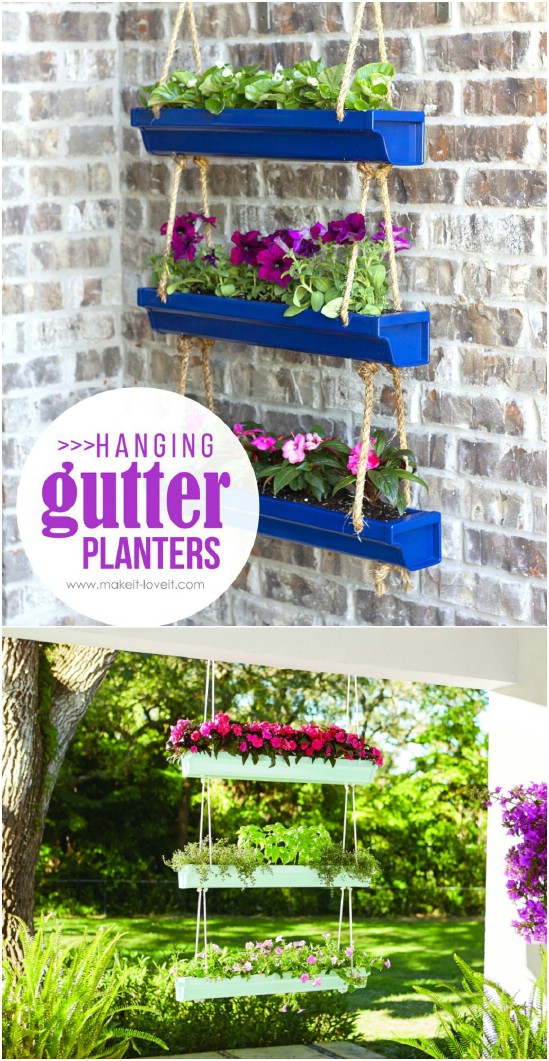 Hanging Rain Gutter Planters