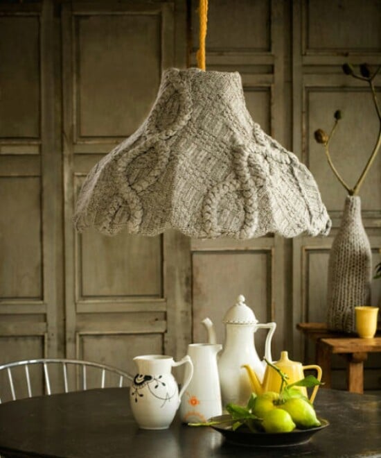 Sweater Lampshade - 50 Amazingly Creative Upcycling Projects For Old Sweaters