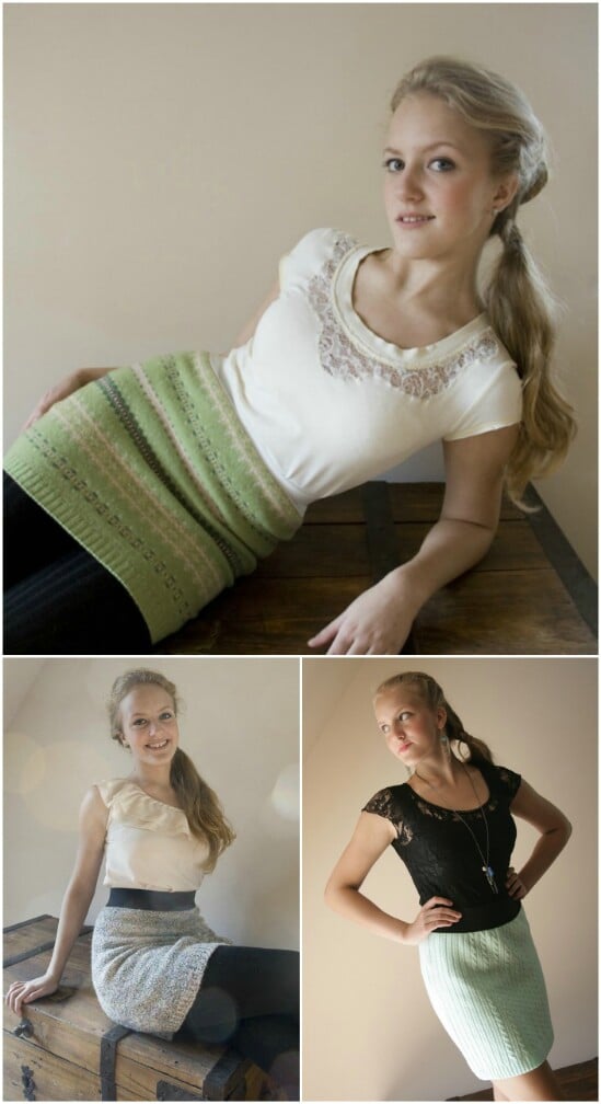 Sweater Skirt - 50 Amazingly Creative Upcycling Projects For Old Sweaters