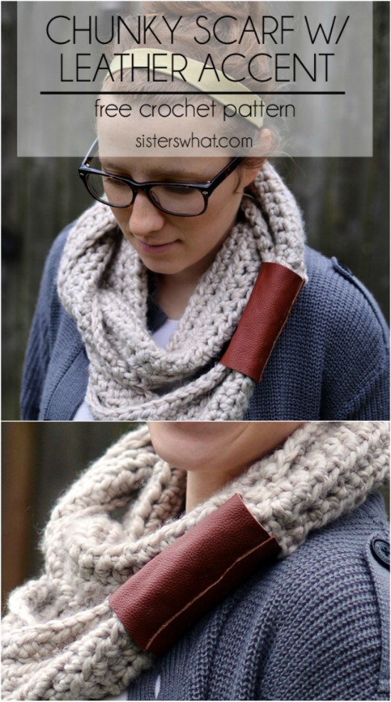 Chunky Scarf With Leather Accent