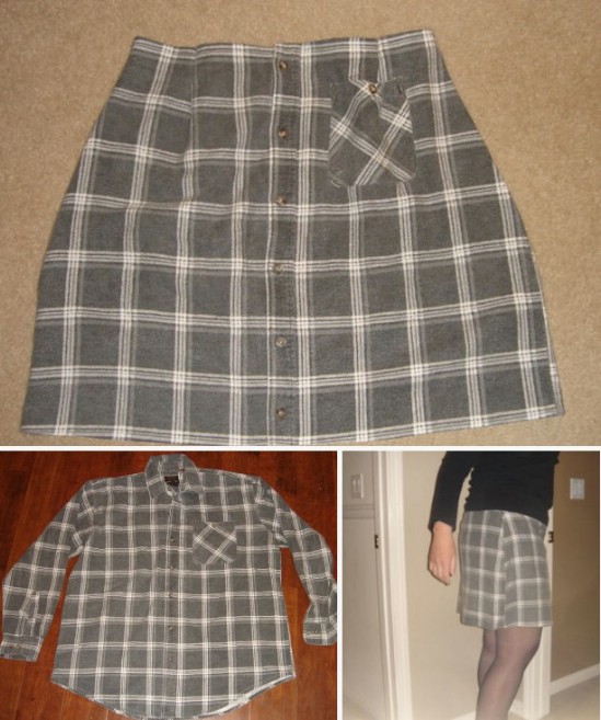 Repurposed Flannel Shirt Skirt