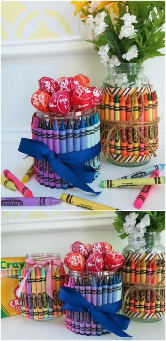 Crayon Covered Gift Jars