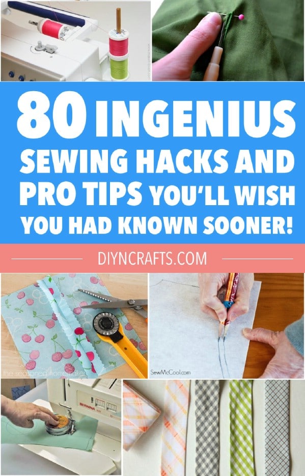Sewing hacks collage photo for Pinterest.