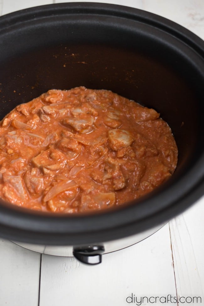 Cooking in slow cooker.