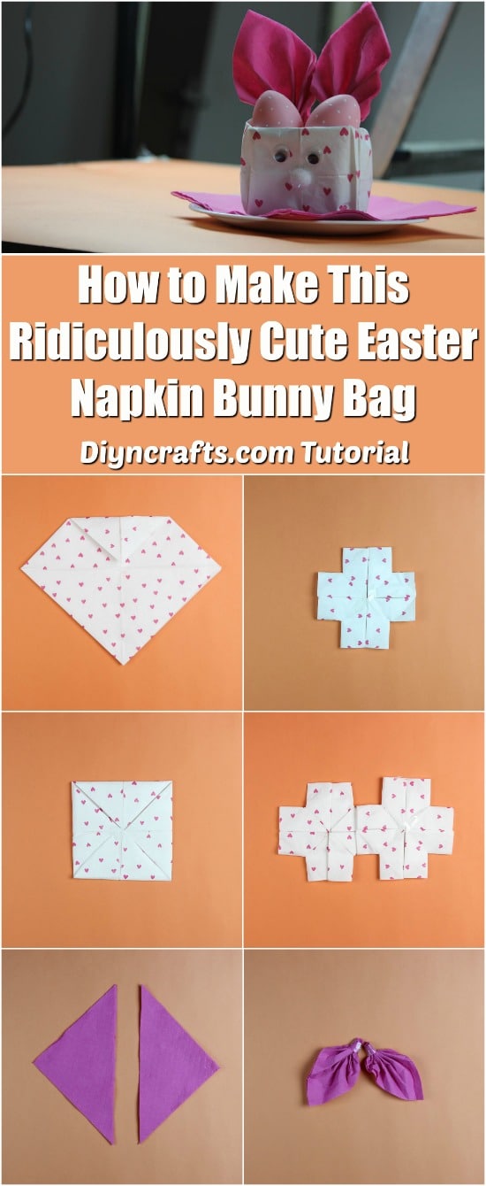 How to Make This Ridiculously Cute Easter Napkin Bunny Bag - Video tutorial by diyncrafts.com team!