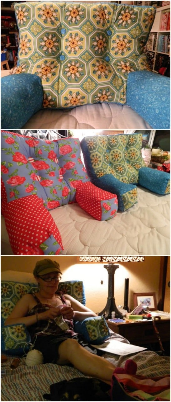 Sew a backrest pillow with cushy arms.
