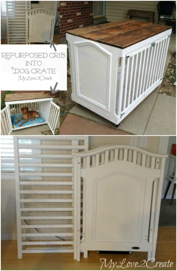 Repurposed Crib Dog Crate