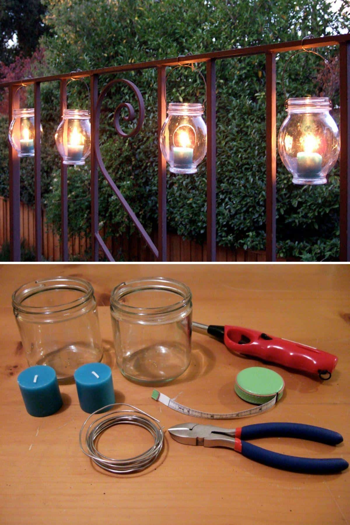DIY Hanging Railing Lanterns