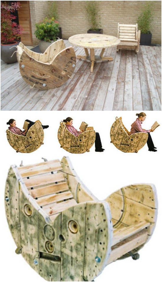 Outdoor Cable Spool Rocking Chair