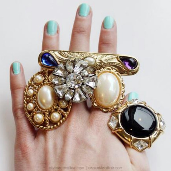 Vintage Brooch Cocktail Ring