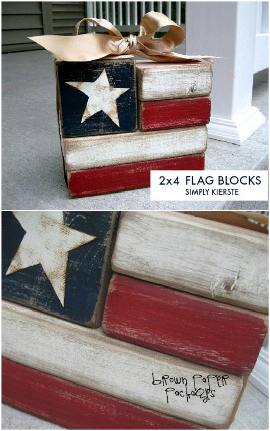 Fourth Of July Wooden Flag Blocks