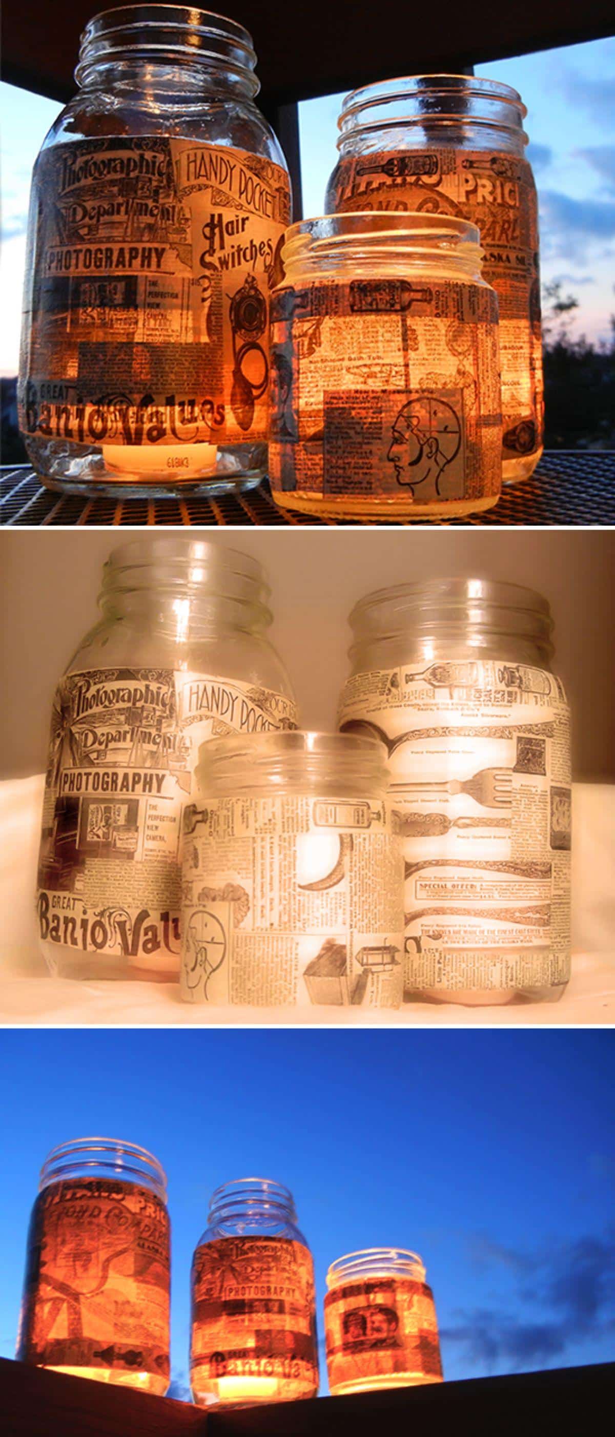 DIY Decoupage Mason Jar Lanterns