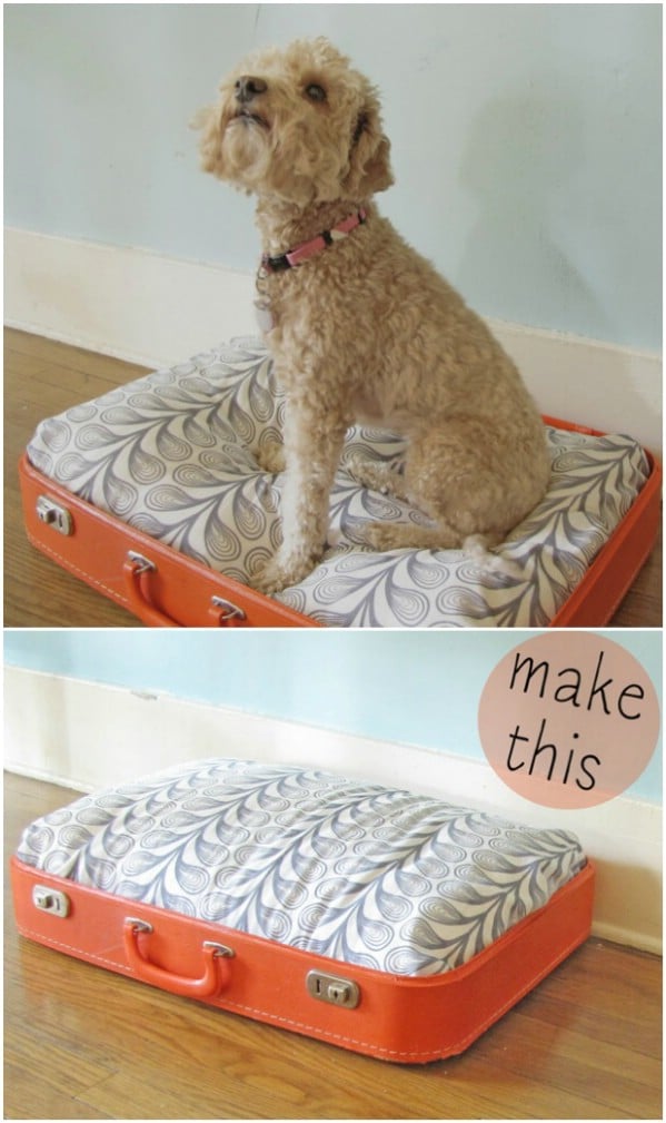 Vintage Suitcase Dog Bed